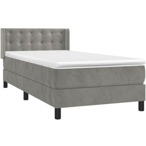 Giroletto a Molle con Materasso Grigio Chiaro 100x200cm Velluto vidaXL (1/5)