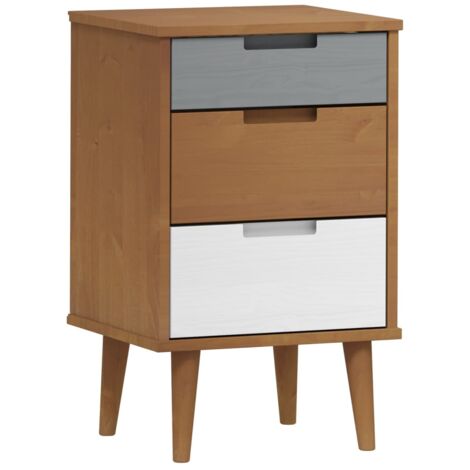 Comodino Marrone MOLDE 40x35x65 cm in Legno Massello di Pino vidaXL (1/5)