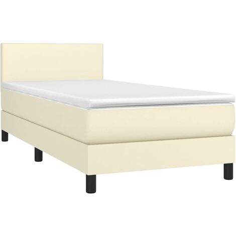 vidaXL Giroletto a Molle con Materasso Crema 80x200 cm in Similpelle