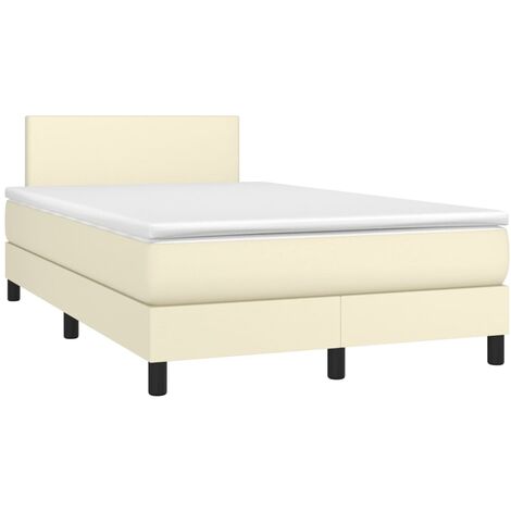 vidaXL Giroletto a Molle con Materasso Crema 120x200 cm in Similpelle