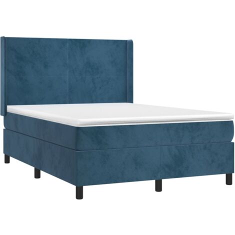 Letto a Molle con Materasso e LED Blu Scuro 140x190 cm vidaXL (1/5)