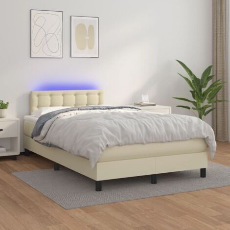 vidaXL Giroletto Molle con Materasso e LED Crema 120x200cm Similpelle
