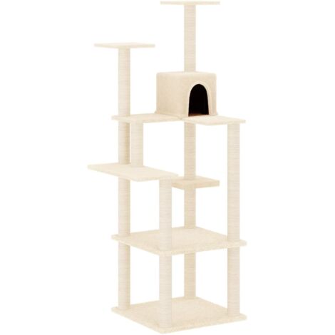 Albero per Gatti con Tiragraffi in Sisal Crema 153 cm vidaXL (1/5)