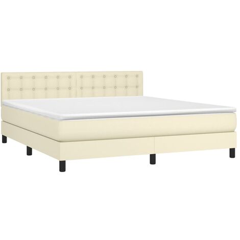 vidaXL Giroletto a Molle con Materasso e LED Crema 160x200 cm