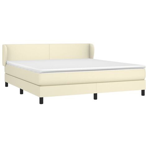 vidaXL Giroletto a Molle con Materasso Crema 160x200 cm in Similpelle (1/5)