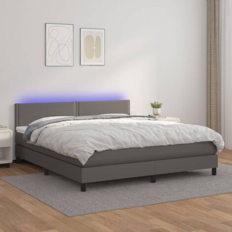 vidaXL Giroletto Molle con Materasso e LED Grigio 180x200cm Similpelle (1/5)
