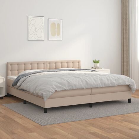 Giroletto a Molle con Materasso Cappuccino 200x200cm Similpelle vidaXL