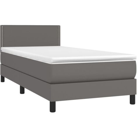 vidaXL Giroletto a Molle con Materasso Grigio 100x200 cm in Similpelle