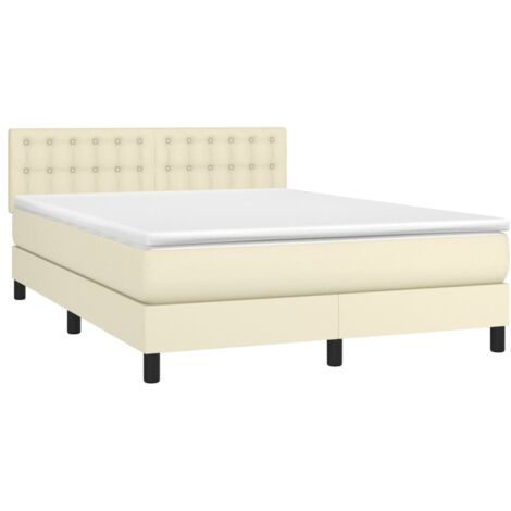 vidaXL Giroletto a Molle con Materasso Crema 140x190 cm in Similpelle