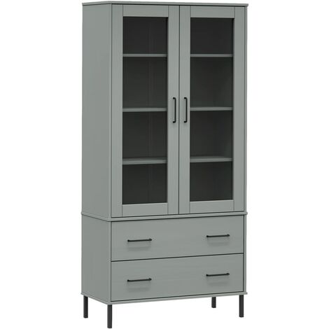 vidaXL Libreria Gambe Metallo Grigio 85x35x172,5cm Legno Massello OSLO (1/5)