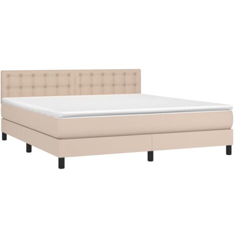 vidaXL Giroletto a Molle con Materasso Cappuccino 180x200cm Similpelle