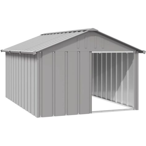 vidaXL Casetta per Cani grigio 116,5x153x81,5 cm Acciaio Zincato