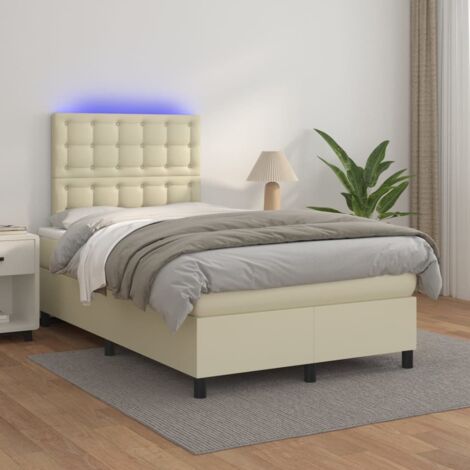 vidaXL Giroletto Molle con Materasso e LED Crema 120x200cm Similpelle (1/5)