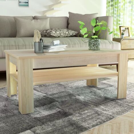Tavolino Da Salotto Legno Antico 90x50x36,5 Cm In Truciolato