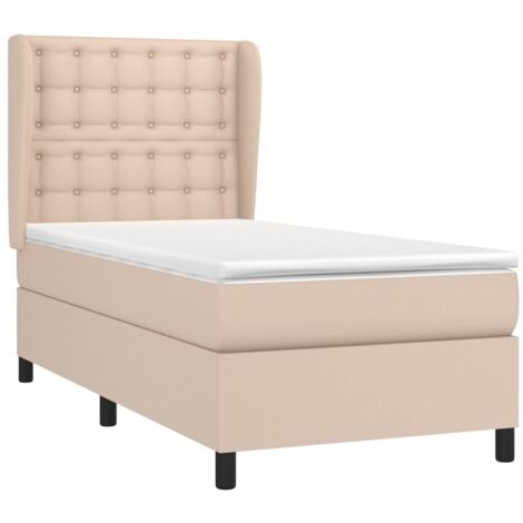 vidaXL Giroletto a Molle con Materasso Cappuccino 90x200 cm Similpelle