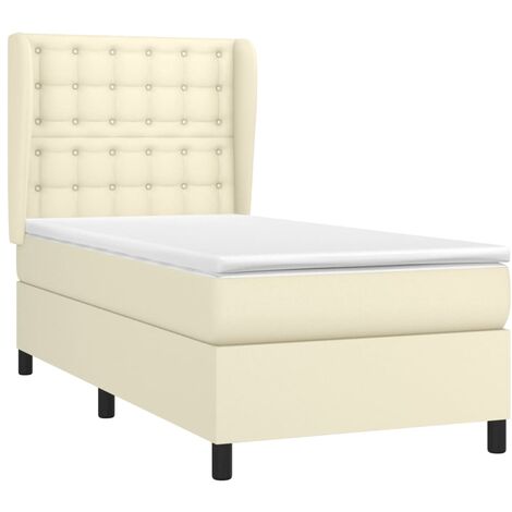 vidaXL Giroletto a Molle con Materasso Crema 80x200 cm in Similpelle (1/5)