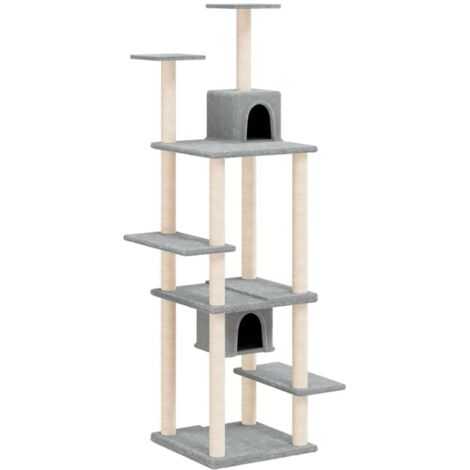 Albero per Gatti con Tiragraffi in Sisal Grigio Chiaro 176 cm vidaXL (1/5)