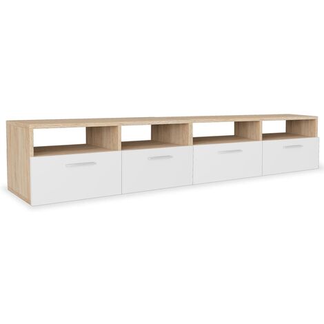 vidaXL Mobili TV 2 pz in Legno Multistrato 95x35x36 cm Rovere e Bianco (1/5)
