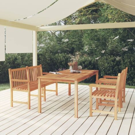 Set Da Pranzo Da Giardino 5 Pezzi In Teak Massello - Tavolo 150x90cm E 4 Sedie - Foto 9