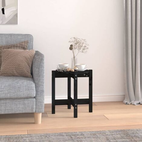 vidaXL Tavolino da Salotto Nero Ø 42,5x45 cm in Legno Massello di Pino