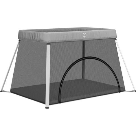 vidaXL Box per Bambini con Materasso Grigio Chiaro Tessuto di Lino