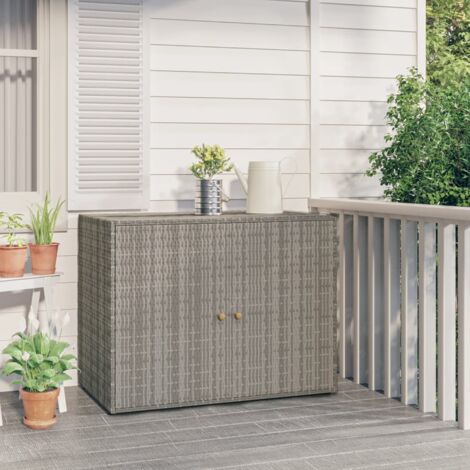 vidaXL Mobile Portaoggetti da Giardino Grigio 100x55,5x80cm Polyrattan (1/5)