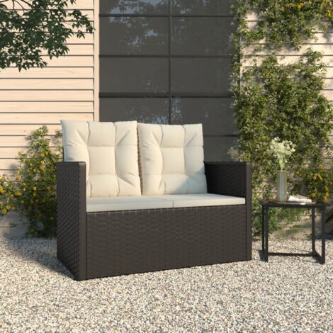 Panca da Giardino con Cuscini Nera 105 cm in Polyrattan vidaXL