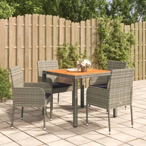 vidaXL Set da Pranzo da Giardino 5 pz con Cuscini in Polyrattan Grigio (1/5)