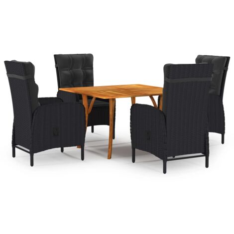 Set Mobili da Pranzo per Giardino 5 pz Nero vidaXL (1/5)
