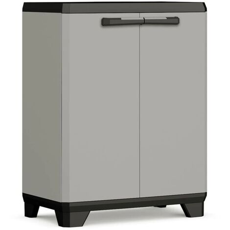 Armadio Basso Keter 68x39x90 Cm Grigio/Nero - 2 Ripiani Per Balcone, Garage - Foto 10