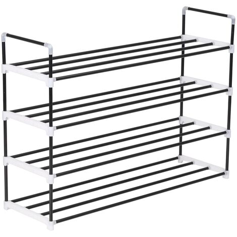 Vidaxl – Scarpiera con 4 ripiani in metallo e plastica nera – Dimensioni 91 x 29 x 74 cm – Leggera e robusta – Facile da assemblare (1/7)