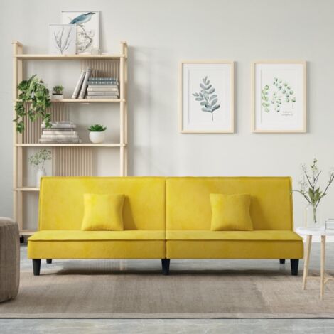 Divanetto In Velluto Giallo 124cm - Comodo E Moderno Con Schiuma E Molle | Per Salotto O Camera - Foto 2