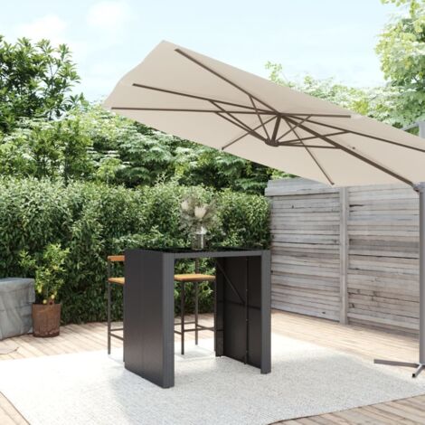 Tavolo Bar con Piano in Vetro Nero 105x80x110 cm Polyrattan vidaXL (1/5)