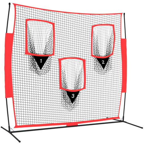 vidaXL Rete Baseball Portatile Nera e Rossa 183x105x183 cm Poliestere (1/5)