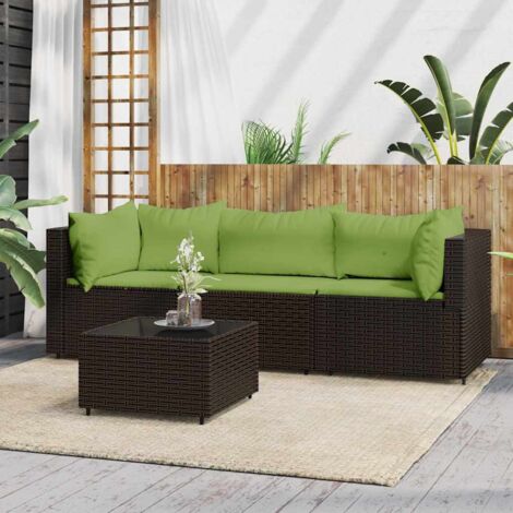 Set Mobili da Giardino 4 pz con Cuscini in Polyrattan Marrone vidaXL