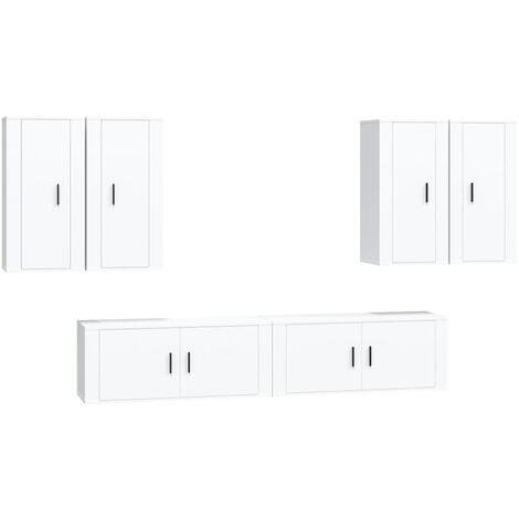 Set di Mobili Porta TV 6 pz Bianco in Legno Multistrato vidaXL (1/5)