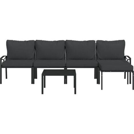Set Salotto da Giardino 6pz con Cuscini Grigi in Acciaio vidaXL (1/5)