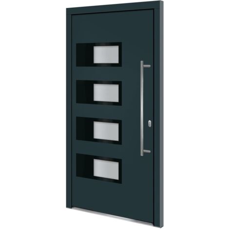 vidaXL Porta Ingresso Antracite 100x200 cm in Alluminio e PVC