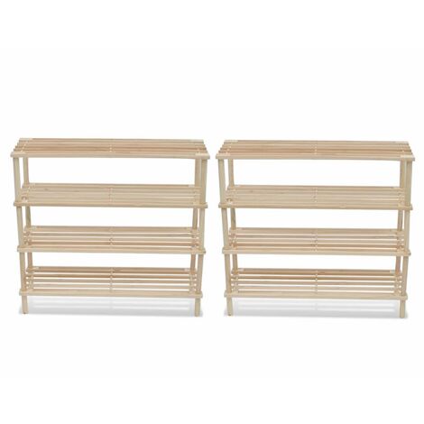 Scarpiere a 4 Livelli 2 pz in Legno Massello di Abete vidaXL