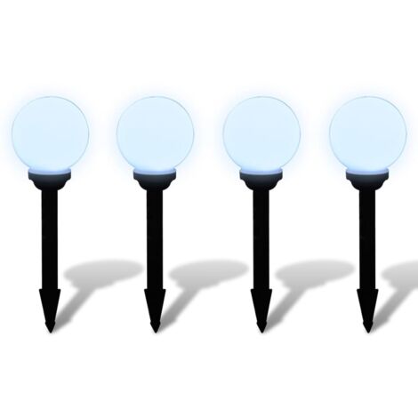 Lampioni Solari LED Giardino 4 pz Rotondi 15 cm con Picchetto vidaXL