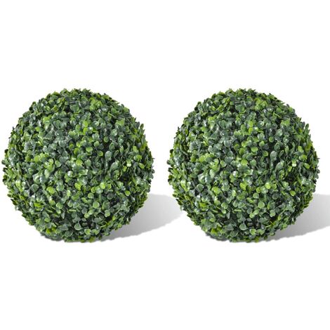 vidaXL Sfere di Bosso 2 pz Arte Topiaria con Foglie 35 cm