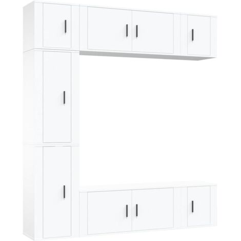 Set di Mobili Porta TV 7 pz Bianco in Legno Multistrato vidaXL (1/5)