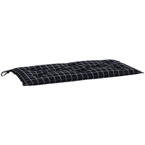 vidaXL Cuscino per Panca a Quadri Neri 100x50x7 cm in Tessuto Oxford