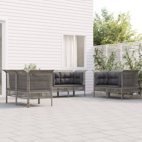 Set Divani da Giardino 6 pz con Cuscini in Polyrattan Grigio vidaXL (1/5)