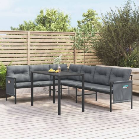 Set da Pranzo da Giardino 2 pz in Acciaio Antracite vidaXL (1/5)