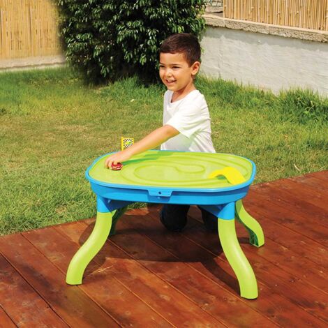 Tavolo Sabbia Per Bambini Pieghevole In PVC 50x50x8 Cm - Scatola Sensoriale Portatile Per Giochi Esterni/Interni - Giocattolo Educativo Blu - 2