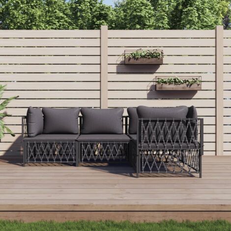 vidaXL Set Salotto da Giardino 4 pz con Cuscini in Acciaio Antracite (1/5)