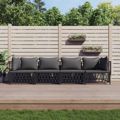Set Salotto da Giardino 4 pz con Cuscini in Acciaio Antracite vidaXL (1/5)