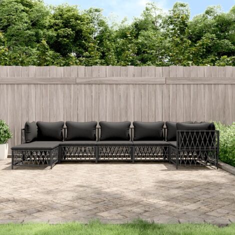 Set Salotto da Giardino 7 pz con Cuscini Antracite in Acciaio vidaXL (1/5)