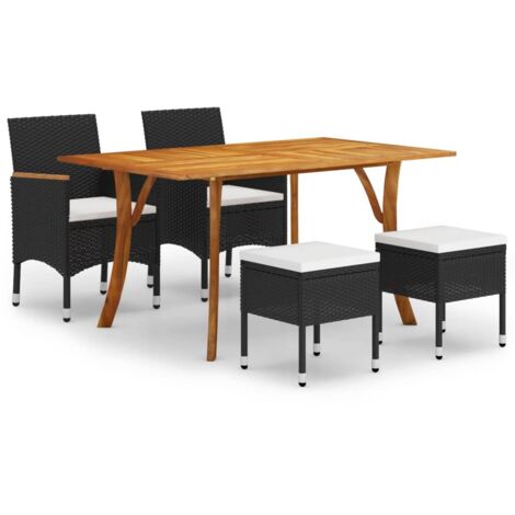 Set Mobili da Pranzo per Giardino 5 pz Nero vidaXL (1/5)